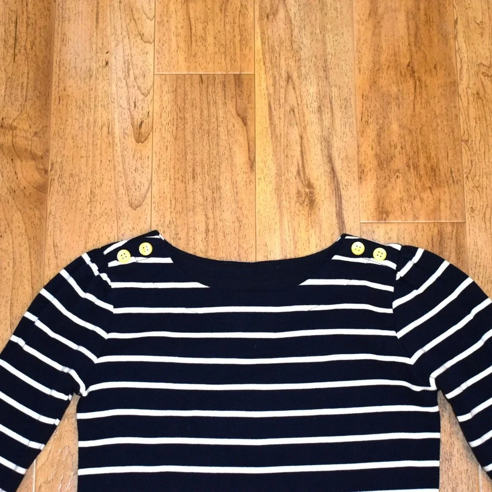 Gymboree Flower‎ Power Knit Dress Girls 8 Navy Blue Striped Floral Daisy